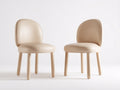 Sillas de comedor tapizadas de cuero sintético y madera 55x58x82 cm - beige - estilo moderno con respaldo curvado ergonómico