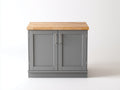 Aparador de madera y MDF 120x40x80 cm - Gris con encimera efecto madera - Diseño moderno
