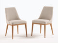 Sillas de comedor tapizadas beige 55 x 60 x 82 cm - asiento acolchado y patas de madera natural - diseño moderno para comedor