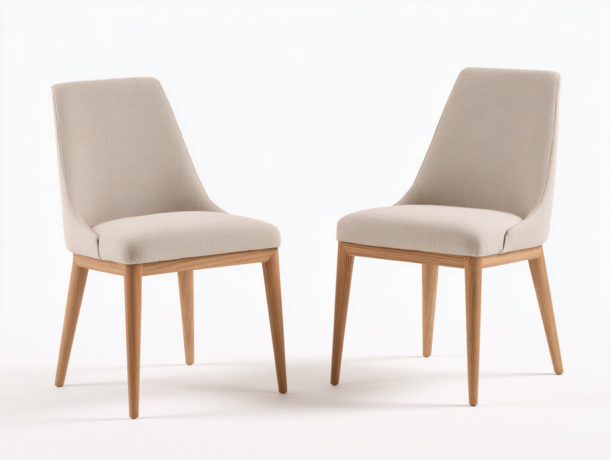 Sillas de comedor tapizadas beige 55 x 60 x 82 cm - asiento acolchado y patas de madera natural - diseño moderno para comedor
