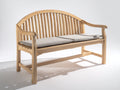 Bancos de jardín de madera 150x60x90 cm - Madera natural y gris claro - Respaldo curvo y asiento acolchado