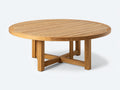 Mesa de jardín de madera natural 120 x 120 x 75 cm - mesa redonda con tablero de listones - diseño moderno para exterior