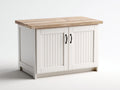 Aparador de madera y MDF 120 x 40 x 80 cm - blanco y madera natural - estilo moderno con 2 puertas para salón