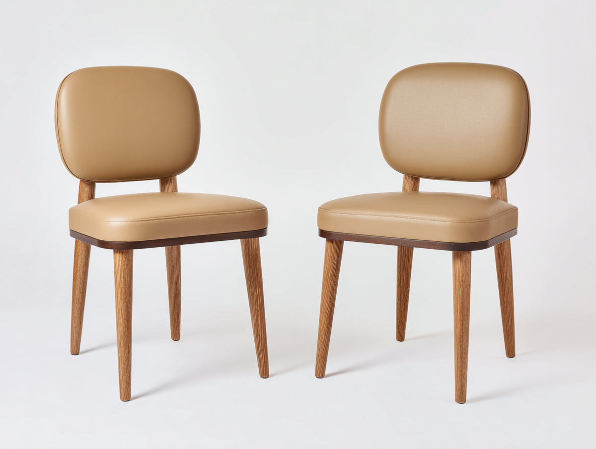 Sillas de comedor tapizadas marrón claro 55 x 58 x 82 cm - asiento acolchado y patas de madera natural - estilo moderno para comedor
