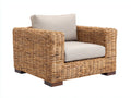 Sillón de ratán natural 85x90x85 cm - Cojines beige - Diseño moderno