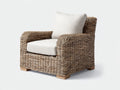 Sillón de ratán natural 85x90x85 cm - Cojines blancos - Diseño moderno