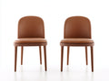 Sillas de comedor tapizadas 48x54x82 cm - marrón coñac y madera nogal - respaldo curvo y diseño moderno