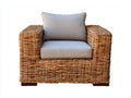 Sillones de ratán 88x84x82 cm - Ratán natural y gris claro - Sillón individual con asiento acolchado