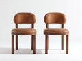 Sillas de comedor de cuero sintético y madera 55x58x82 cm - marrón - estilo moderno con respaldo ergonómico
