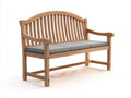Banco de jardín de madera natural 150 x 60 x 90 cm - asiento con cojín gris y reposabrazos - diseño clásico para exterior