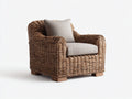 Sillones de ratán 90x88x80 cm - marrón natural-madera natural - diseño envolvente con brazos anchos