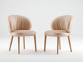Sillas de comedor tapizadas 56x58x80 cm - beige y madera natural - respaldo envolvente y diseño contemporáneo