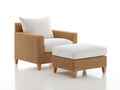 Sillones de ratán 78x82x86 cm - Ratán natural y blanco - Sillón con reposapiés acolchado