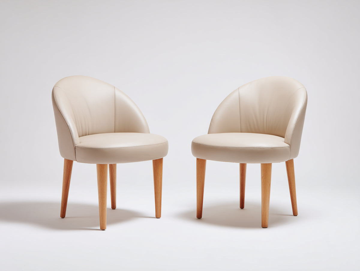 Sillas de comedor tapizadas 58x58x79 cm - beige-madera natural - respaldo envolvente