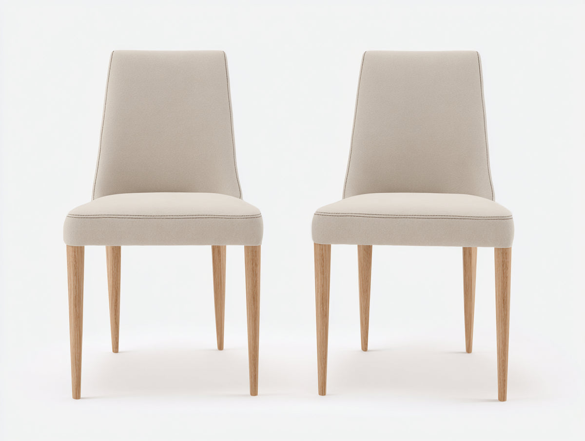 Sillas de comedor tapizadas 48x55x86 cm - beige-madera natural - diseño moderno