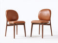 Sillas de comedor tapizadas 50x55x82 cm - marrón coñac y madera nogal - respaldo acolchado y diseño contemporáneo
