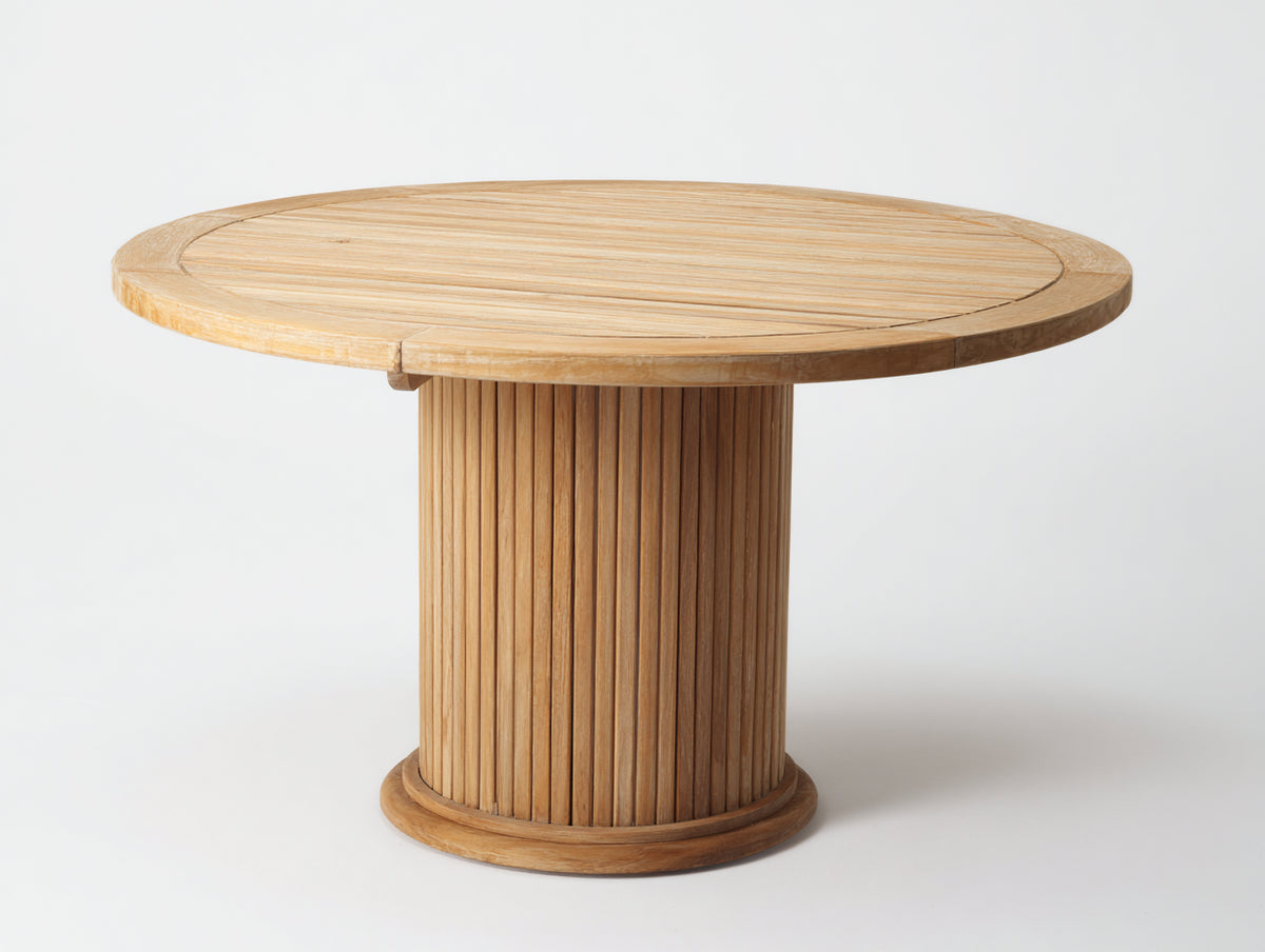 Mesa de jardín de madera de teca 150x150x75 cm - Forma redonda - Diseño moderno natural