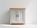 Aparadores de madera de ingeniería 80x40x85 cm - gris claro y madera natural - 2 puertas y estilo clásico