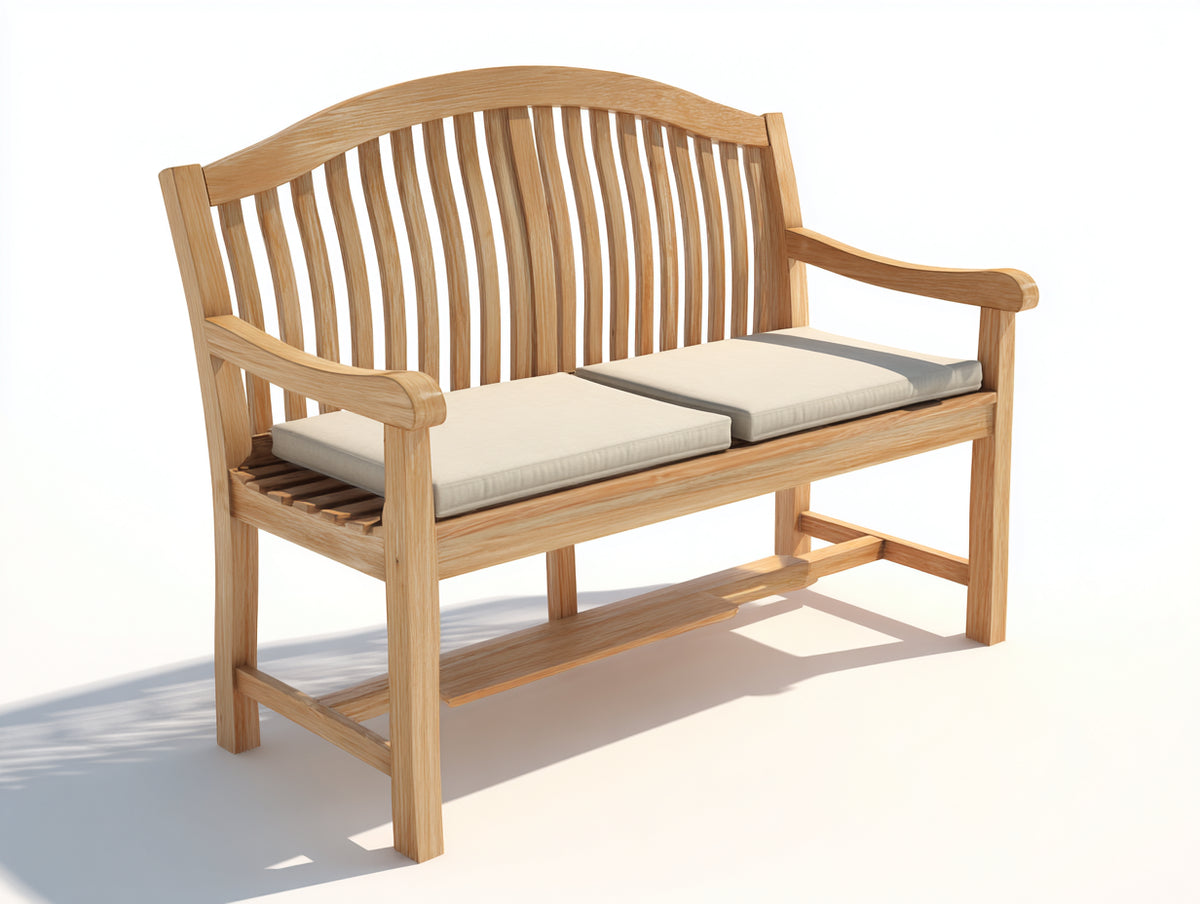 Bancos de jardín de madera 130x60x95 cm - madera natural - respaldo curvo de listones