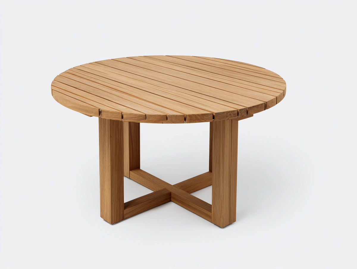 Mesas de jardín de madera 120x120x75 cm - madera natural - mesa redonda de listones