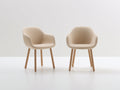 Sillas de comedor tapizadas de terciopelo beige 56 x 60 x 82 cm - patas de madera natural - diseño moderno para comedor